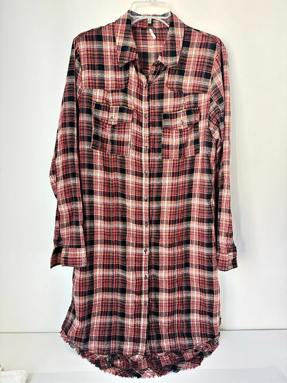 Free People "Eight Days a Week" Plaid Shirt Dress